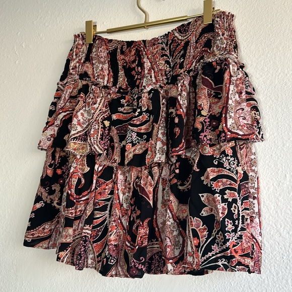 Anthropologie Paisley Mini Skirt - Black and Red - Picture 7 of 10